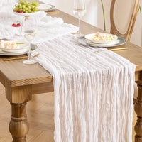 Chemin de Table en Gaze Blanc Effet Froissé