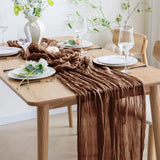 Chemin de Table en Gaze Marron – 90 × 300 cm