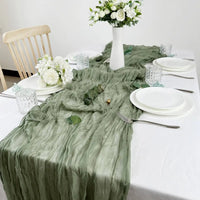 Chemin de Table en Gaze Semi-Transparente Sauge
