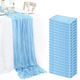 Chemin de Table en Gaze – Style Campagnard — Bleu Ciel