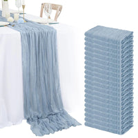 Chemin de Table en Gaze – Style Campagnard — Bleu Gris