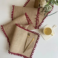 Chemin de Table en Jute Style Rétro avec Frange