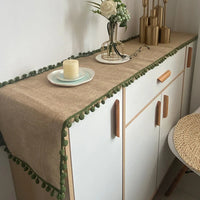 Chemin de Table en Jute Style Rétro avec Frange