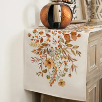 Chemin de Table en Lin Motif Automnal et Charmant