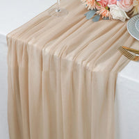 Chemin de Table en Mousseline de Soie Beige — Beige