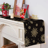 Chemin de Table Noir avec Motifs de Flocons de Neige