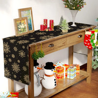 Chemin de Table Noir avec Motifs de Flocons de Neige