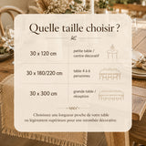 guide des tailles pour chemin de table