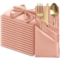 Lot de 12 serviettes en satin lavable — coloris Rose Champagne