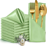 Lot de 12 serviettes en satin lavable — coloris Vert Sauge