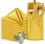 Lot de 12 serviettes en satin lavable — coloris Doré