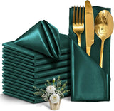 Lot de 12 serviettes en satin lavable — coloris Vert Foncé