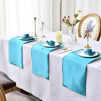 Lot de 12 Serviettes de Table Bleues et Satinées