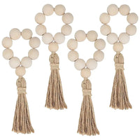 Lot de 4 Ronds de Serviette de Table en Perles de Bois sur fond blanc