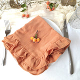 Lot de 4 Serviettes de Table Oranges à Volants