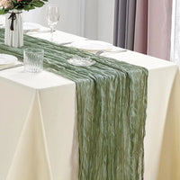 Chemin de table en gaze bohème — coloris Vert Sauge