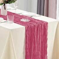 Chemin de table en gaze bohème — coloris Fuchsia