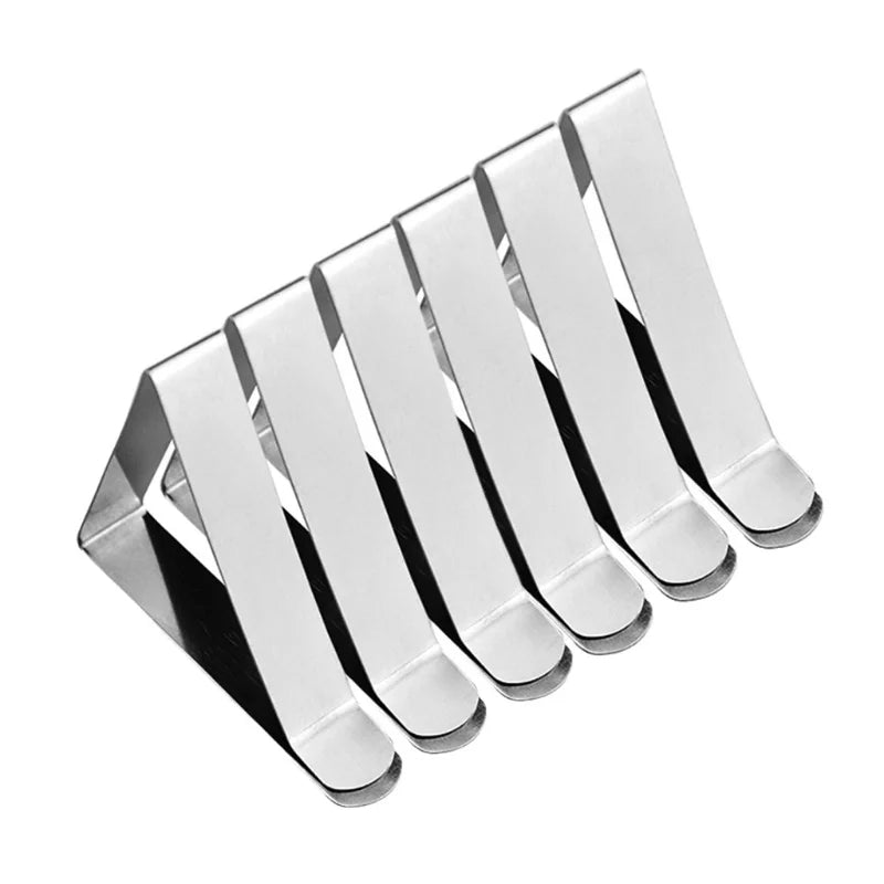Pinces à Nappe Extérieur Lot De 6 - Acier Inoxydable Anti-Glissant - Pour Tables Jusqu'à 3cm