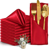 Lot de 6 Serviettes de Table Satinées de Noël