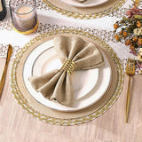 Lot de 6 Serviettes de Table de Style Pastoral dans une assiette beige