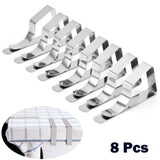 Lot de 8 Pinces à Nappe en Acier Inoxydable — Lot de 8