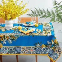 Nappe Bleu Imperméable avec Motifs Citrons