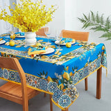 Nappe Bleu Imperméable avec Motifs Citrons