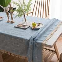 Nappe Bleu Rectangulaire avec Motif à Carreaux