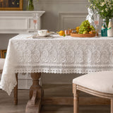 nappe brodée blanc cassé de côté 