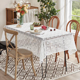 Nappe Carrée Beige en Dentelle Ajourée