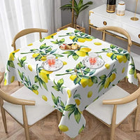 Nappe Carree Blanche avec Motif de Citrons Jaunes