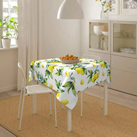 Nappe Carree Blanche avec Motif de Citrons Jaunes