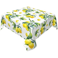 Nappe Carree Blanche avec Motif de Citrons Jaunes