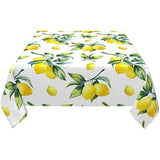 Nappe Carree Blanche avec Motif de Citrons Jaunes, sur un fond blanc.