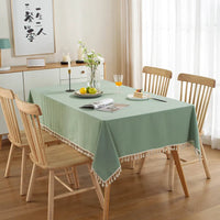 Nappe en Coton à Pompons et Coutures — Vert Clair