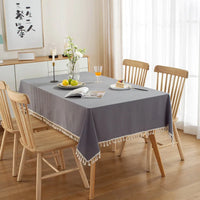 Nappe en Coton à Pompons et Coutures — Gris