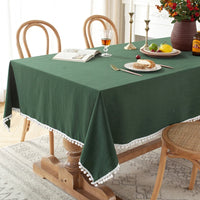 Nappe en Coton à Pompons et Coutures