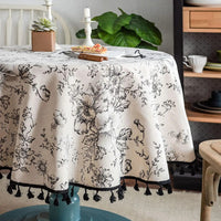 Nappe Coton Ronde et Blanche avec Motif Floral