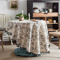 Nappe Coton Ronde et Blanche avec Motif Floral