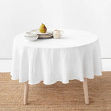 Nappe en Lin Résistante et Durable blanche sur une table ronde