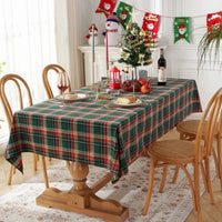Nappe de Noël à Carreaux en Coton et Polyester — Vert