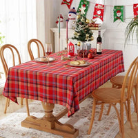 Nappe de Noël à Carreaux en Coton et Polyester — Rouge