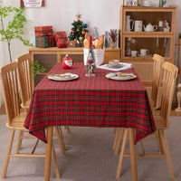 Nappe de Noël à Carreaux en Coton et Polyester — Rouge Foncé