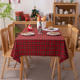 Nappe de Noël à Carreaux en Coton et Polyester — Rouge Foncé