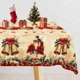 Nappe de Noël Vintage Cloches et Poinsettias