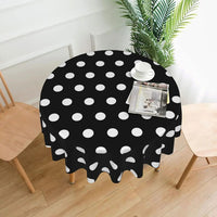 Nappe Noire Ronde Design à Pois Blancs