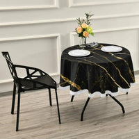 Nappe Noire et Ronde avec Effet Marbré Luxueux sur fond blanc