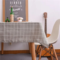 Nappe Rectangulaire en Coton à Carreaux — Gris