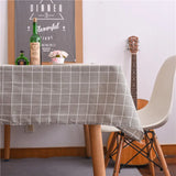 Nappe Rectangulaire en Coton à Carreaux — Gris