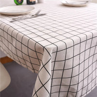 Nappe Rectangulaire en Coton à Carreaux — Blanc